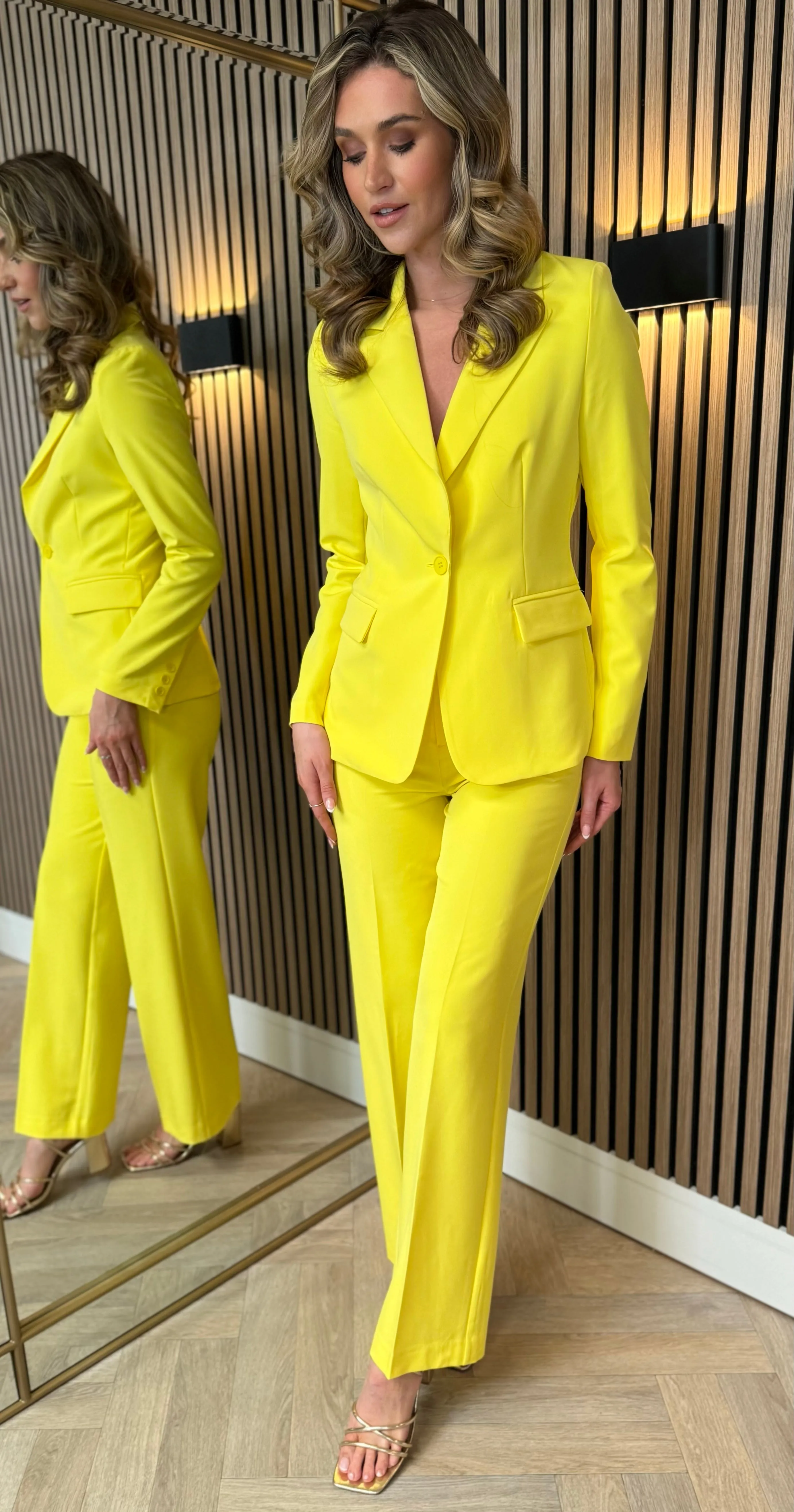 Adaline Yellow Trousers & Blazers Co Ord