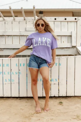 ANCHOR ME TO THE LAKE GARMENT DYED BOYFRIEND TEE IN PURPLE