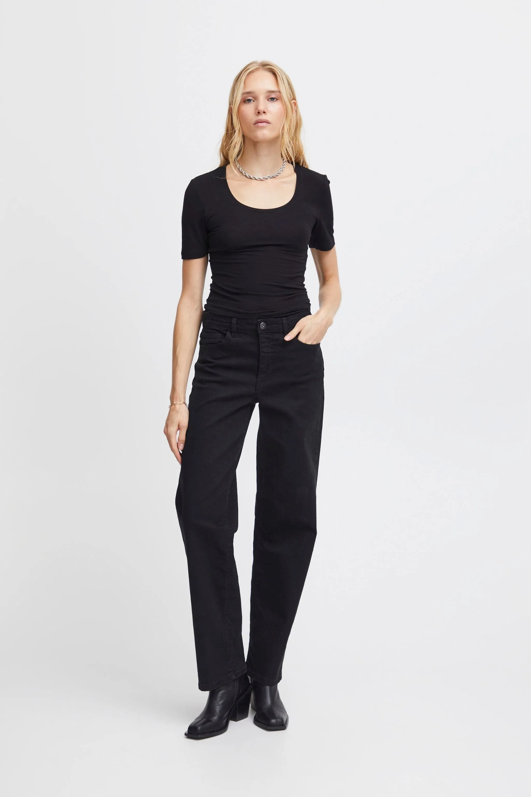 BLACK STRAIGHT LOOSE DENIM