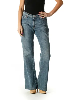 Blue Casual Bootcut Jeans