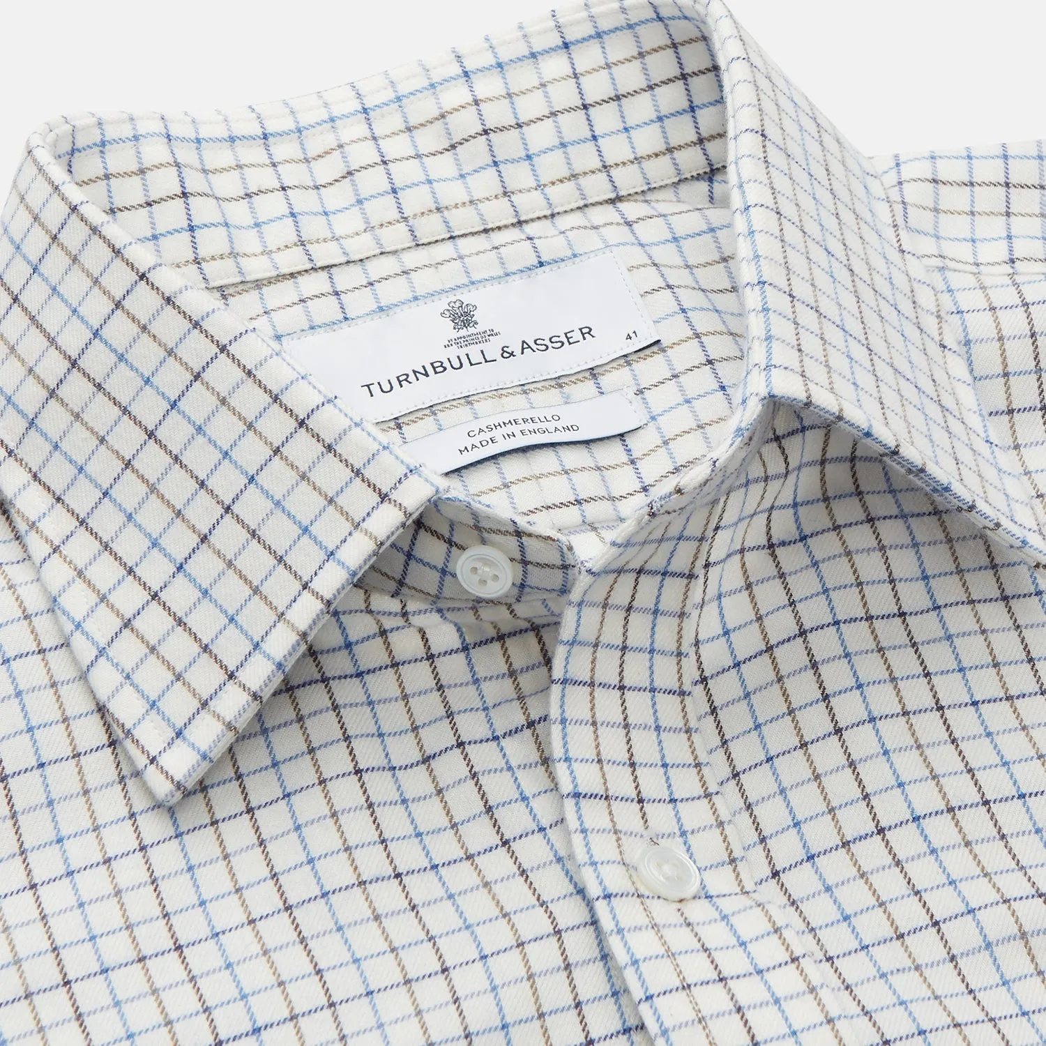 Blue Tattersall Check Cashmerello Regular Fit Mayfair Shirt