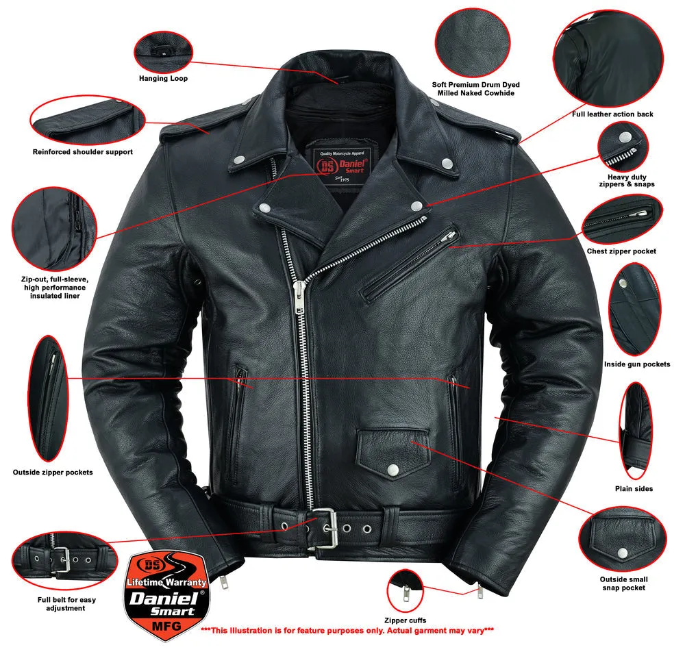 DS732 Men's Premium Classic Plain Side Police Style Jacket