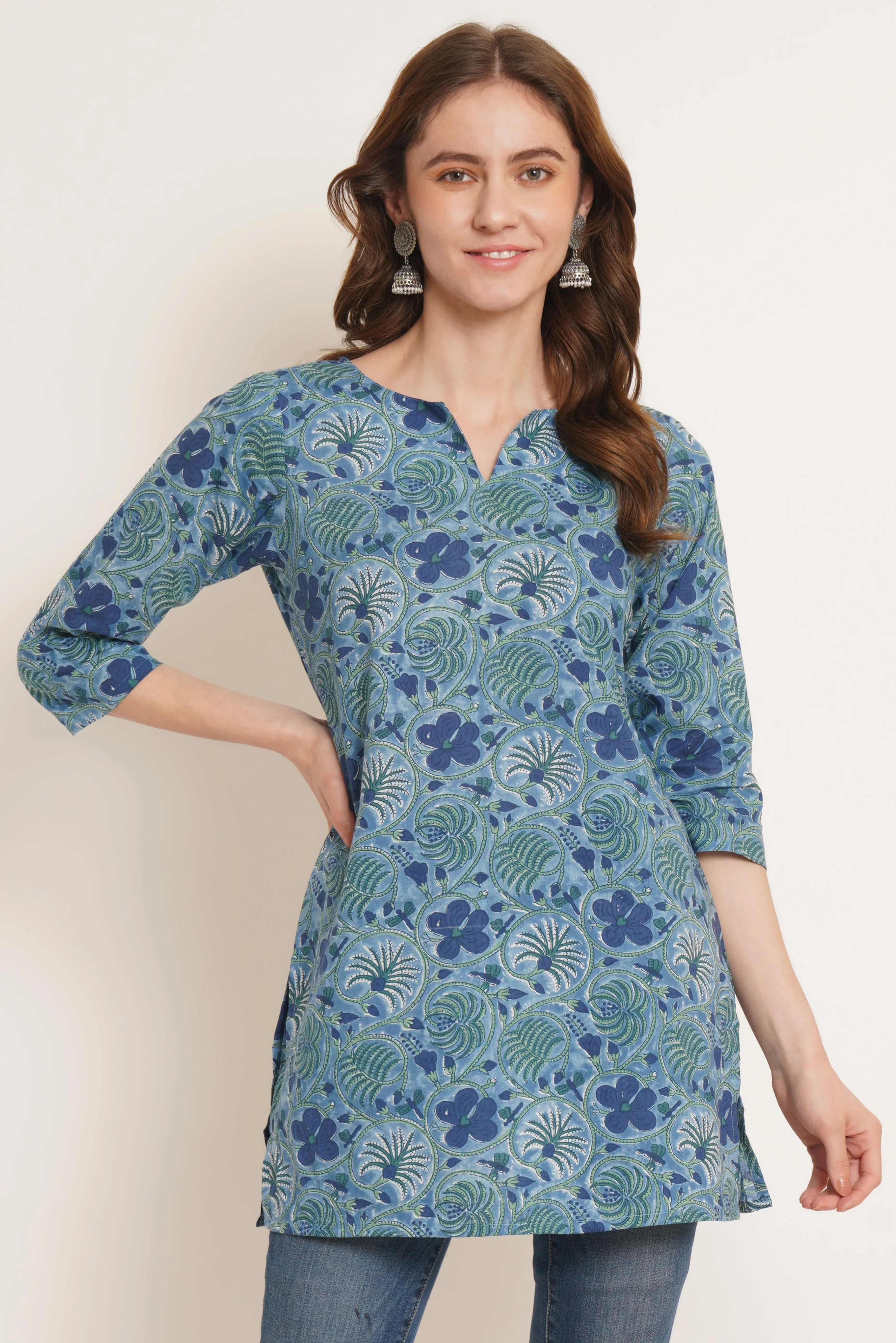 Elegant Floral Short Kurti for Women