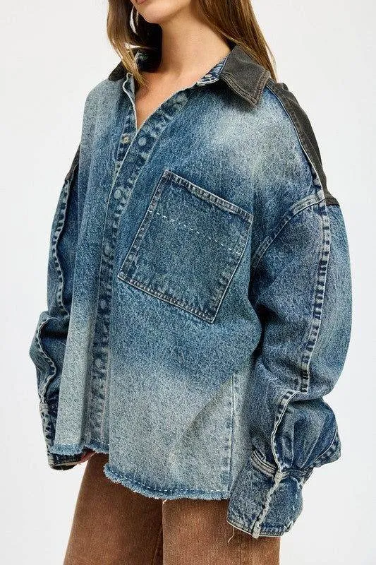 Emory Park Oversized Denim Jacket With Buttons