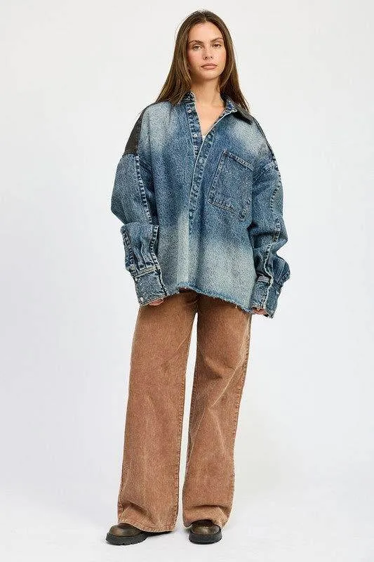 Emory Park Oversized Denim Jacket With Buttons