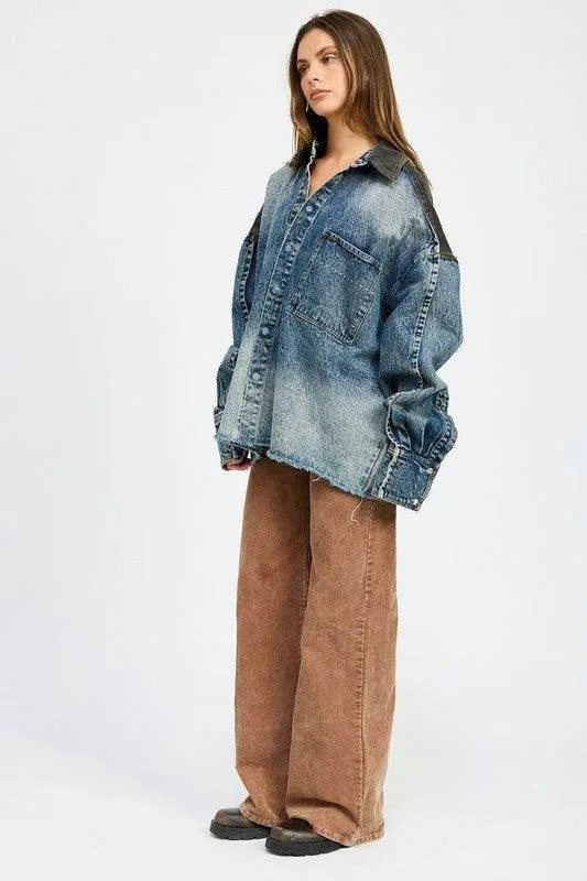 Emory Park Oversized Denim Jacket With Buttons