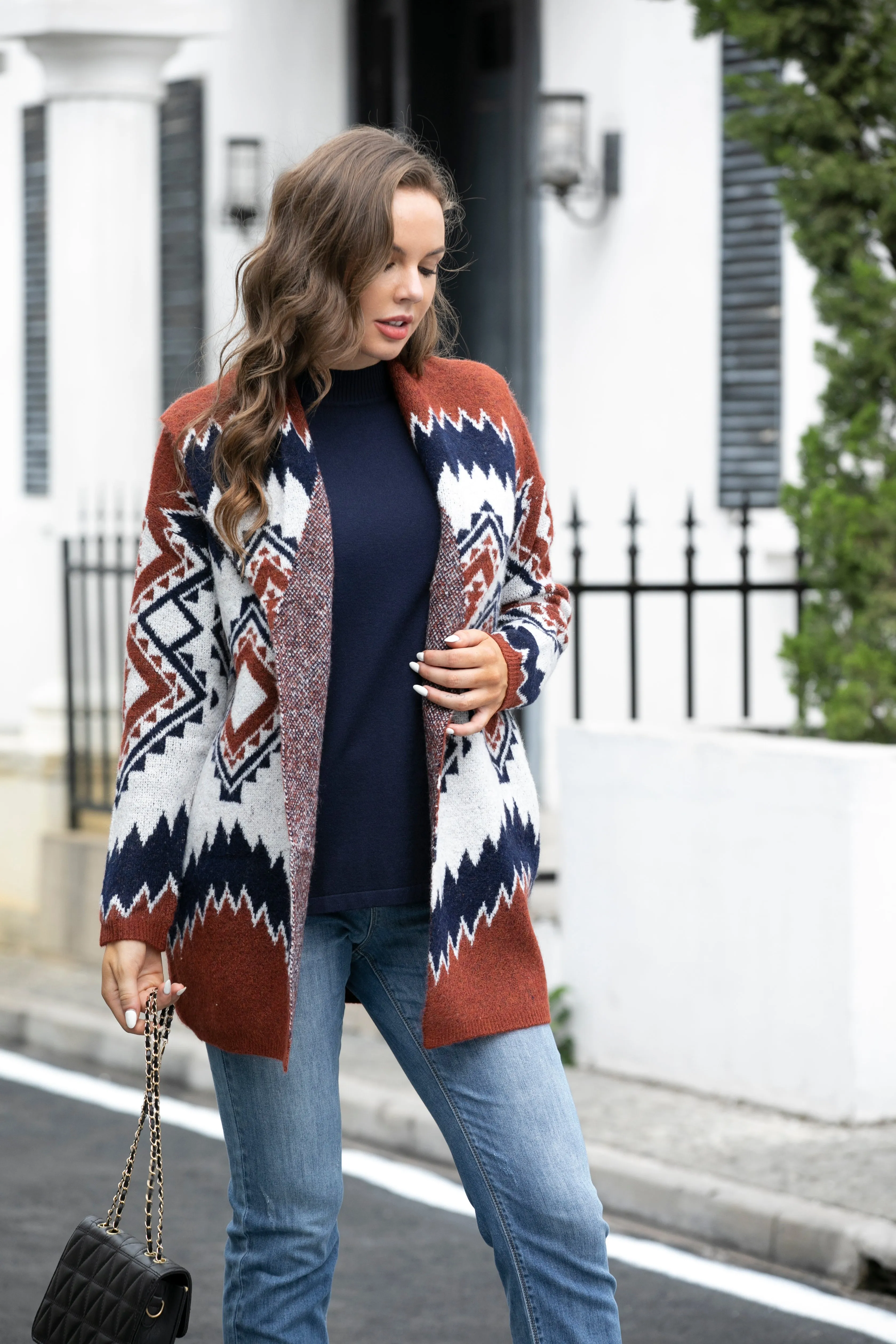 Fall Cardigan_Western Print