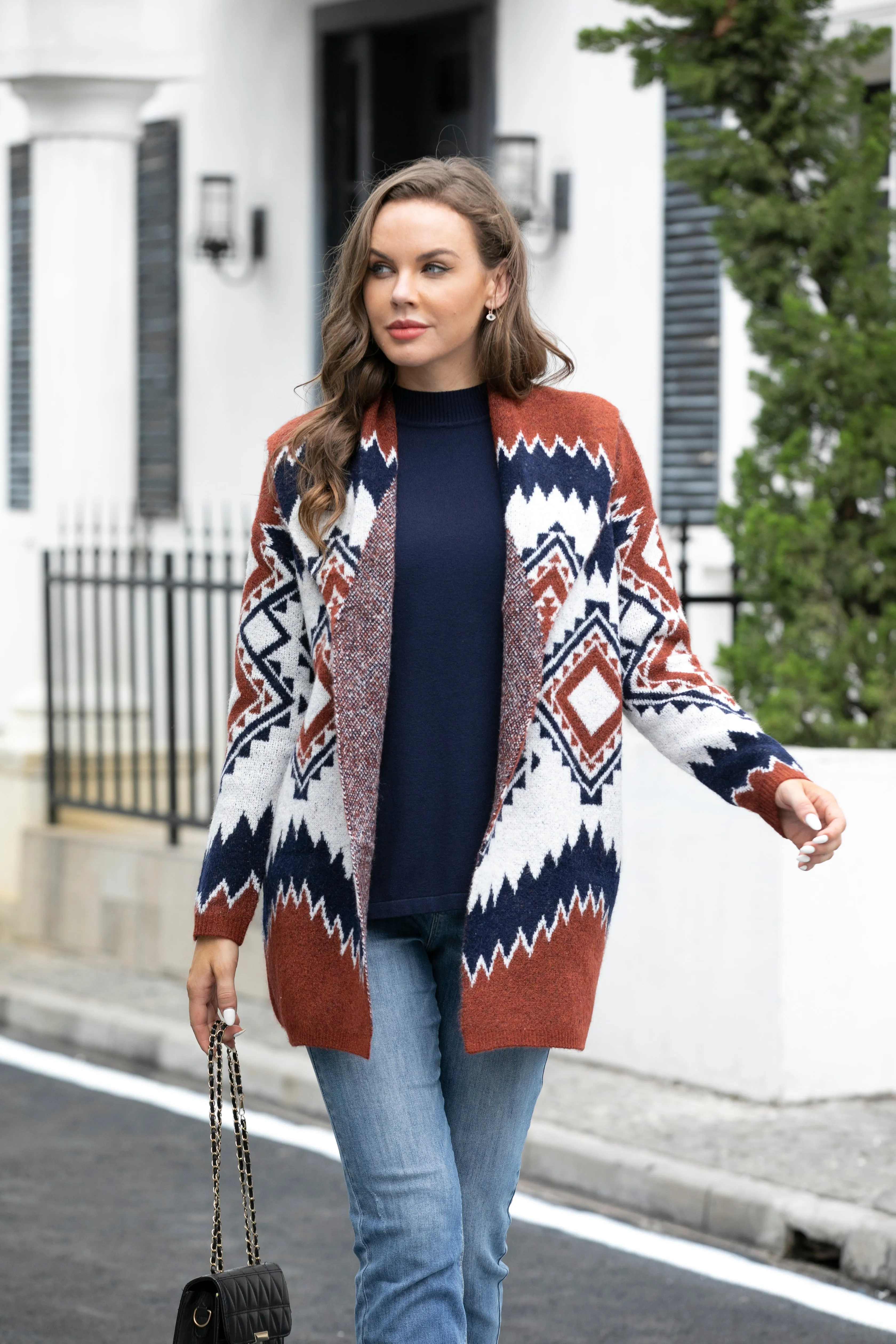 Fall Cardigan_Western Print