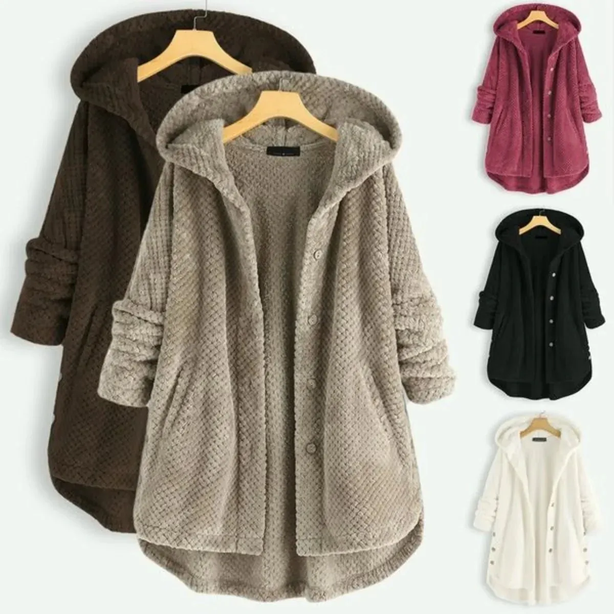 Hooded Waffle Knit Cardigan