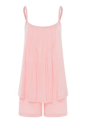 Juliet Pleated Cotton Pajama Set | Coral Pink 77705-2349