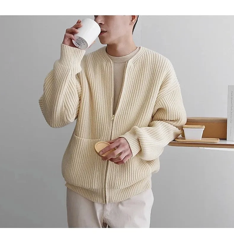 Knit Sweaters For Men Cardigan Men's Autumn Warm Clothing Luxury Y2k Vintage New Sweater Winter Cotton Warm Man Clothes