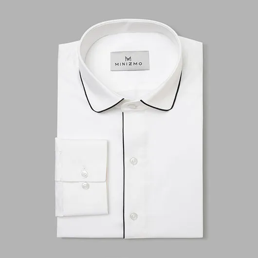 Logan White Cotton Shirt With Black Detailing