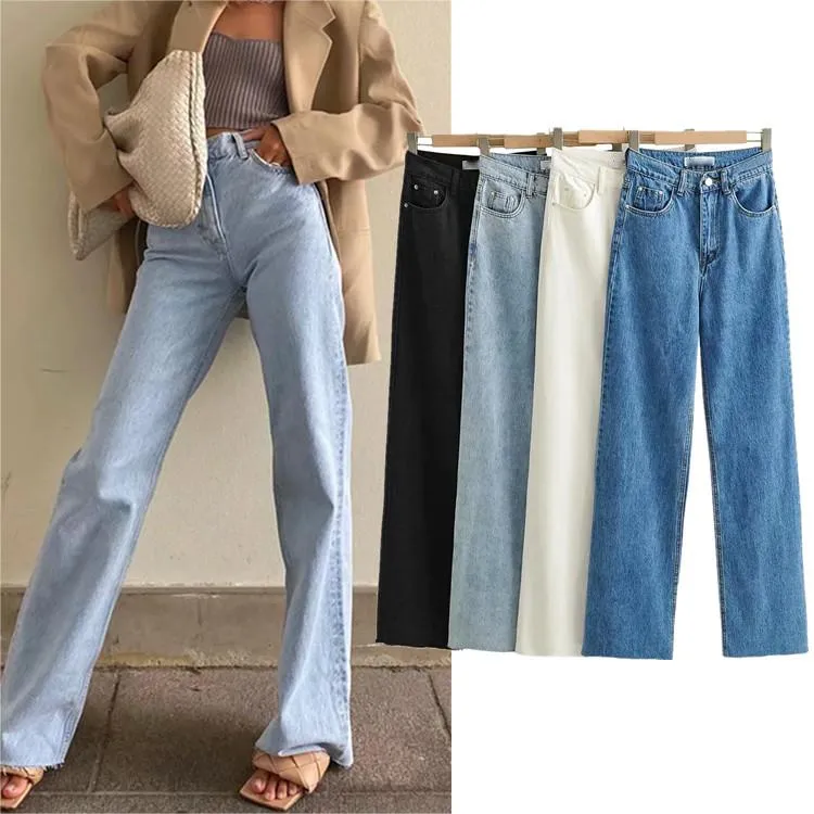 Luexco Women's Wide Leg Jeans High Waist Denim Mop Pants