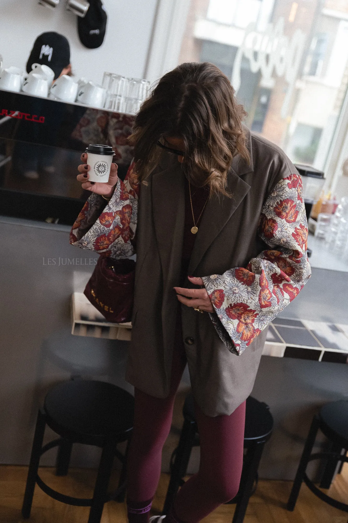 Madeline blazer taupe/burgundy