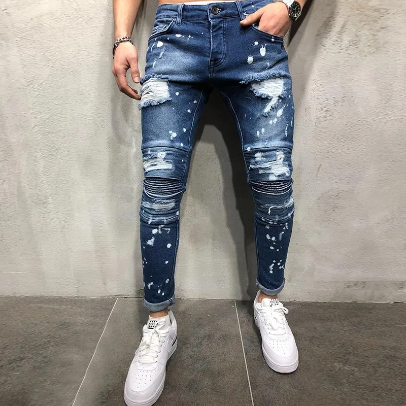 Men's Casual Slim Hole Jeans Trousers