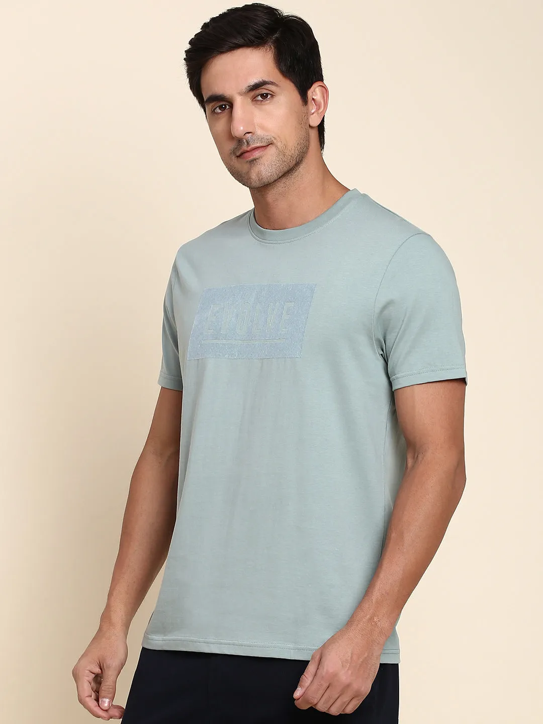 Men's Comfortable And Stylish Teal Casual Crew Neck Tshirt