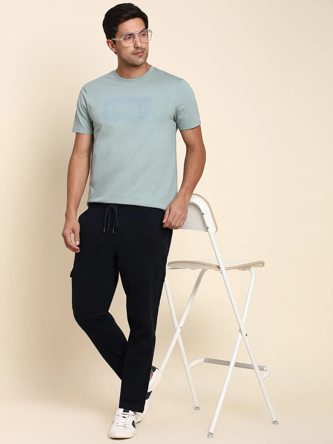 Men's Comfortable And Stylish Teal Casual Crew Neck Tshirt