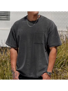 Men'S Crew Neck Corduroy Tees