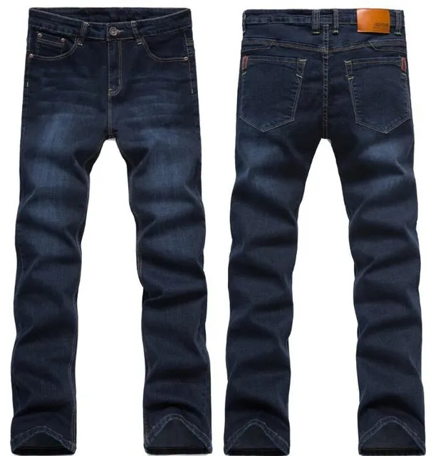 Mens jeans Casual Jeans Slim Straight High Elasticity Feet Jeans Loose Waist Long Trouser