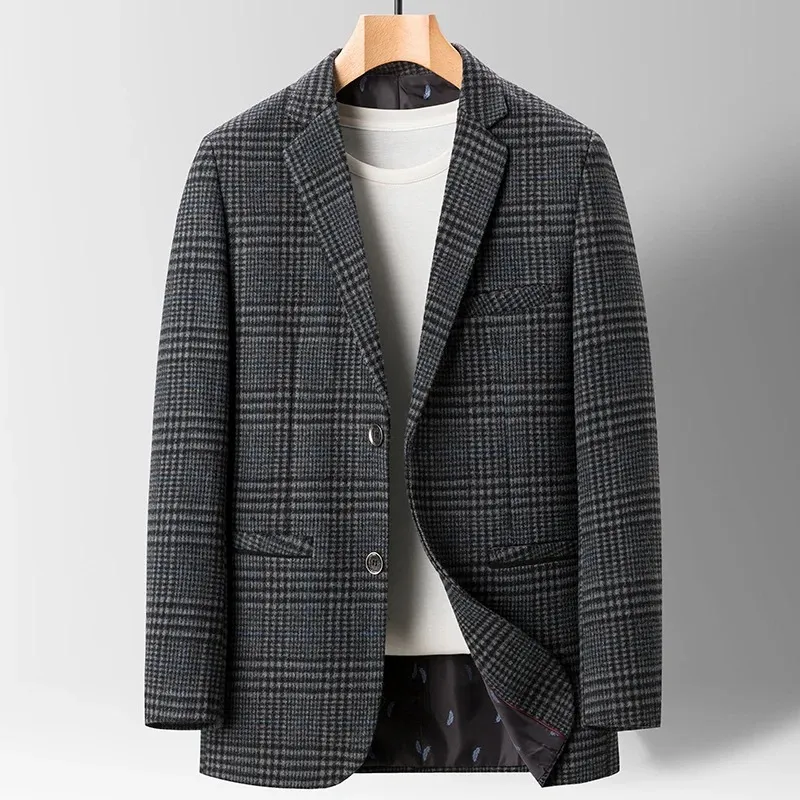 Men's Trendy Slim Fit Blazer with Check Pattern and Two-Button Closure | Smart Casual