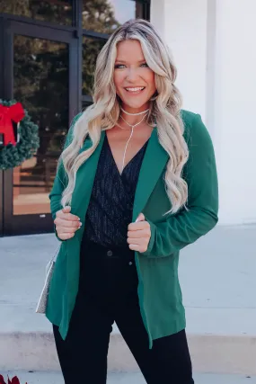 Personal Style Pocketed Blazer - Hunter Green