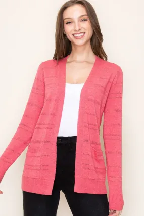 Pointelle Striped Cardigan