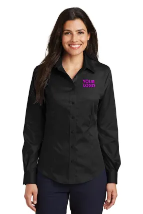 Port Authority Ladies Non-Iron Custom Twill Shirts, Black