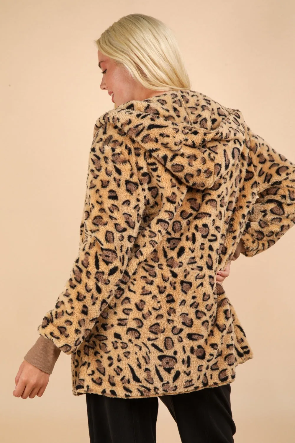 VERY J Fuzzy Leopard Long Sleeve Jacket