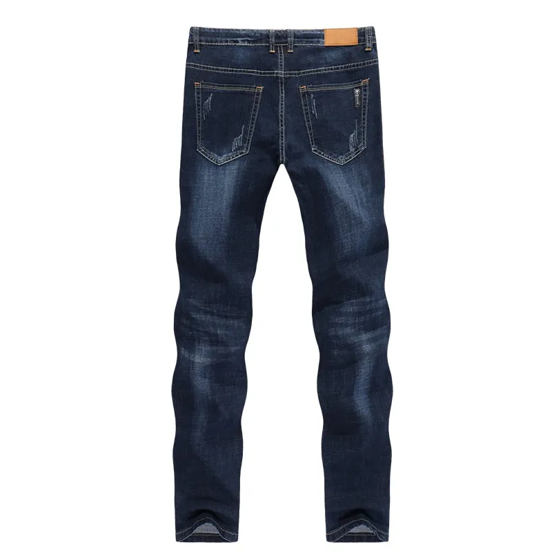 West Louis™ Casual Style Slim Dark Blue Denim Jeans